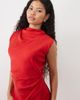 ASOS Petite ASOS DESIGN Petite high neck pleated bodice midi dress in red - 3