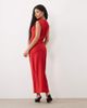 ASOS Petite ASOS DESIGN Petite high neck pleated bodice midi dress in red - 4