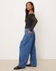 ASOS Petite ASOS DESIGN Petite high rise barrel leg jeans in mid blue - 2