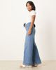 ASOS Petite ASOS DESIGN Petite high rise wide leg jeans with front pockets in mid blue - 3