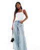 ASOS Petite ASOS DESIGN Petite high waist wide leg jeans in vintage wash-Blue - 1