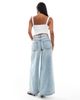 ASOS Petite ASOS DESIGN Petite high waist wide leg jeans in vintage wash-Blue - 3