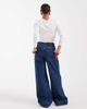 ASOS Petite ASOS DESIGN Petite high waist wide leg jeans with front pockets in dark wash blue-Navy - 2
