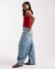 ASOS Petite ASOS DESIGN Petite high waisted barrel leg jeans in pale vintage wash-Blue - 2