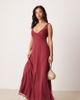ASOS Petite ASOS DESIGN Petite lace and chiffon maxi dress with flares in raspberry-Multi - 1