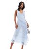 ASOS Petite ASOS DESIGN Petite lace insert dress with hi low hem in ice blue - 1