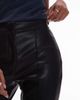 ASOS Petite ASOS DESIGN Petite leather look slim flare pants with pintucks in black - 3