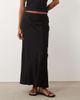 ASOS Petite ASOS DESIGN Petite linen blend bias cut midaxi skirt in black - 3
