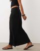 ASOS Petite ASOS DESIGN Petite linen blend bias cut midaxi skirt in black - 4