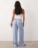 ASOS Petite ASOS DESIGN Petite linen blend wide leg pants with pleated detailing in blue-Green - 2