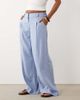ASOS Petite ASOS DESIGN Petite linen blend wide leg pants with pleated detailing in blue-Green - 4