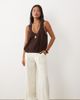 ASOS Petite ASOS DESIGN Petite linen blend wide leg pants with pleated detailing in cream-White - 1
