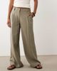ASOS Petite ASOS DESIGN Petite linen blend wide leg pants with pleated detailing in khaki-Neutral - 3
