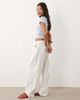ASOS Petite ASOS DESIGN Petite linen look pull on pants in off white - 3