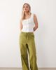 ASOS Petite ASOS DESIGN Petite linen look pull on pants in olive green - 1