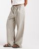 ASOS Petite ASOS DESIGN Petite linen look tie waist pull on pants in taupe stripes-Multi - 2