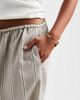 ASOS Petite ASOS DESIGN Petite linen look tie waist pull on pants in taupe stripes-Multi - 3