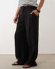 ASOS Petite ASOS DESIGN Petite linen look wide leg pants with pleated detailing in black - 3