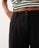 ASOS Petite ASOS DESIGN Petite linen look wide leg pants with pleated detailing in black - 4