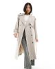 ASOS Petite ASOS DESIGN Petite linen mix trench coat in stone-Neutral - 1