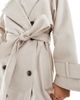 ASOS Petite ASOS DESIGN Petite linen mix trench coat in stone-Neutral - 4