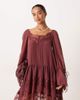 ASOS Petite ASOS DESIGN Petite long sleeve sweetheart neckline mini dress in burgundy-Multi - 1