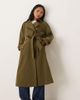 ASOS Petite ASOS DESIGN Petite longline trench coat in olive-Green - 1