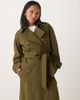 ASOS Petite ASOS DESIGN Petite longline trench coat in olive-Green - 3