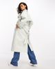 ASOS Petite ASOS DESIGN Petite longline trench coat in pale sage-Green - 3