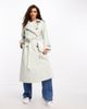 ASOS Petite ASOS DESIGN Petite longline trench coat in pale sage-Green - 4