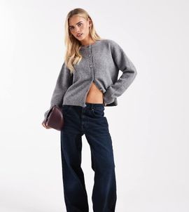 ASOS Petite ASOS DESIGN Petite low rise baggy jeans in blue black-Navy