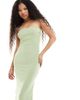 ASOS Petite ASOS DESIGN Petite mesh bandeau cowl neck midi dress in apple green - 4