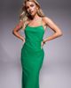 ASOS Petite ASOS DESIGN Petite mesh paneled chiffon bias cut midaxi dress in green - 4