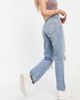 ASOS Petite ASOS DESIGN Petite mid rise straight jeans in lightwash with rips-Blues - 2