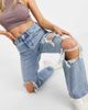 ASOS Petite ASOS DESIGN Petite mid rise straight jeans in lightwash with rips-Blues - 3