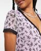 ASOS Petite ASOS DESIGN Petite mini mesh wrap dress with lace trim in lilac daisy print-Multi - 2