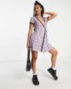 ASOS Petite ASOS DESIGN Petite mini mesh wrap dress with lace trim in lilac daisy print-Multi - 3