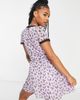 ASOS Petite ASOS DESIGN Petite mini mesh wrap dress with lace trim in lilac daisy print-Multi - 4