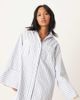 ASOS Petite ASOS DESIGN Petite mini shirt dress with wide cuffs and oversized pockets in blue stripe-Multi - 1