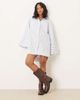 ASOS Petite ASOS DESIGN Petite mini shirt dress with wide cuffs and oversized pockets in blue stripe-Multi - 3
