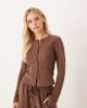 ASOS Petite ASOS DESIGN Petite mix & match lightweight fleece cardigan in chocolate brown - 1