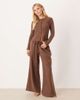 ASOS Petite ASOS DESIGN Petite mix & match lightweight fleece cardigan in chocolate brown - 3