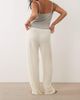 ASOS Petite ASOS DESIGN Petite mix & match rib knit wide leg pajama pants in ivory-White - 3
