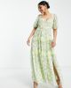 ASOS Petite ASOS DESIGN Petite open back lace insert midi tea dress in green floral print-Multi - 1