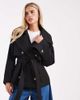 ASOS Petite ASOS DESIGN Petite oversized cropped trench coat with belt in black - 1