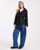 ASOS Petite ASOS DESIGN Petite oversized cropped trench coat with belt in black - 2