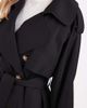 ASOS Petite ASOS DESIGN Petite oversized cropped trench coat with belt in black - 3