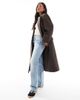 ASOS Petite ASOS DESIGN Petite oversized dad coat in heathered chocolate-Green - 2