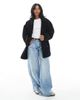 ASOS Petite ASOS DESIGN Petite oversized mid length pea coat in black - 2