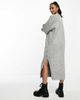 ASOS Petite ASOS DESIGN Petite oversized relaxed knitted midi dress with crew neck and seam detail in gray - 2